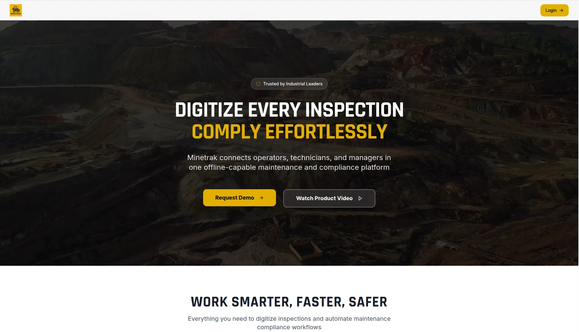 MineTrak homepage
